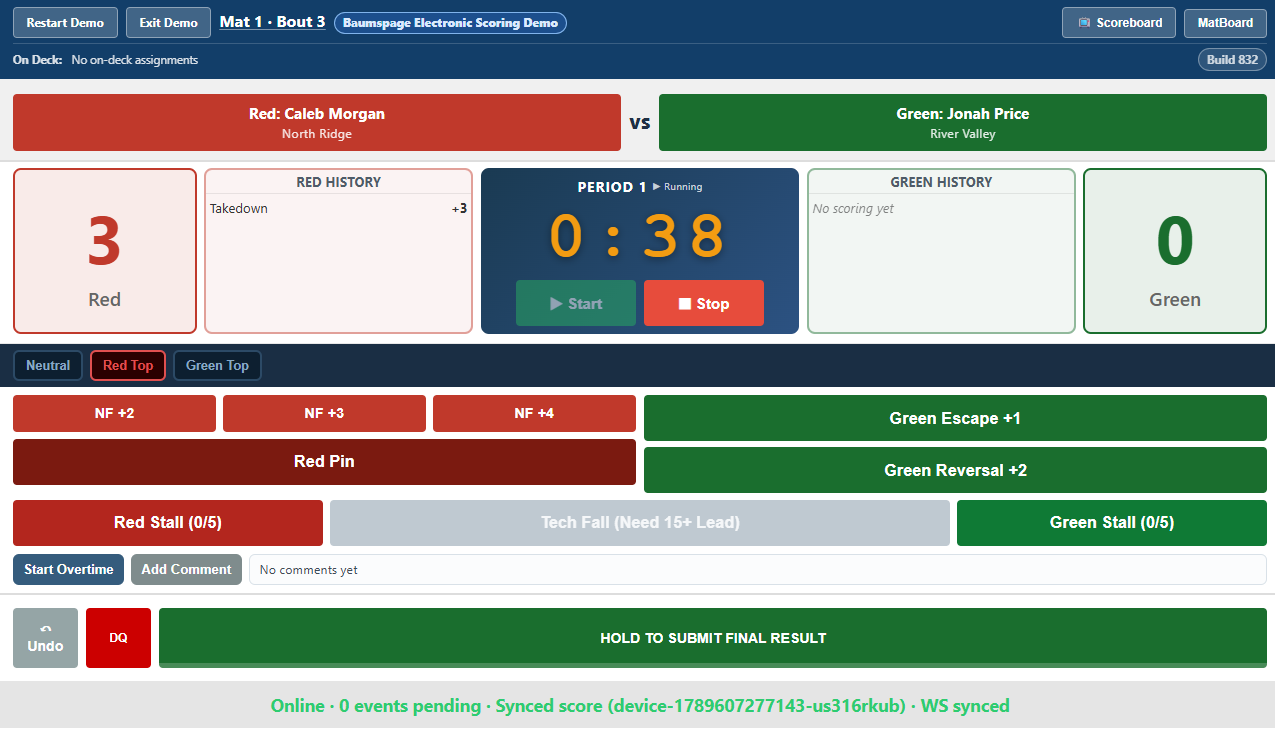 Baumspage electronic scoring interface preview